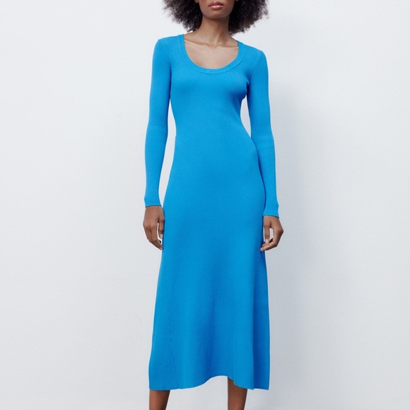 ZARA Long Rib Knit Dress - Picture 1 of 8